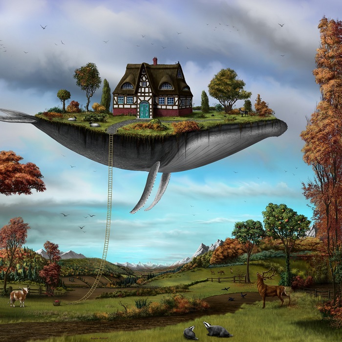 Silhouette of a hiker at sunset